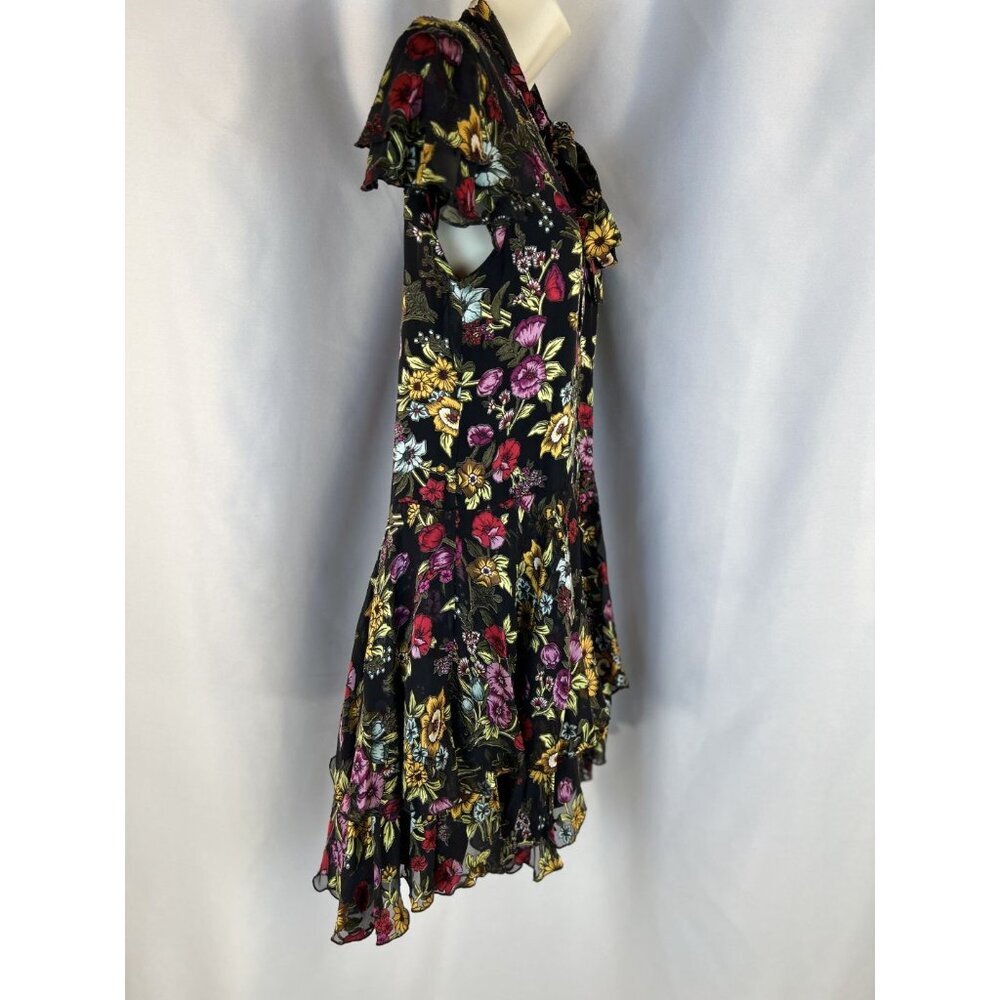 NEW Alice + Olivia Moore Western Floral Tie Neck Layered Dress $440 - Picture 9 of 13